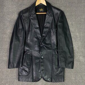 Vintage Famous Leather Blazer Jacket Men's 36S Black 70s 80s 36 Short Small